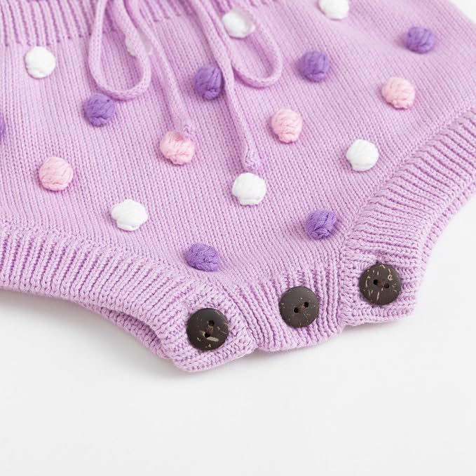 Simplee kids Baby Girl Romper, Sleeveless Pompoms Square Neck | Soft Breathable - Image 6