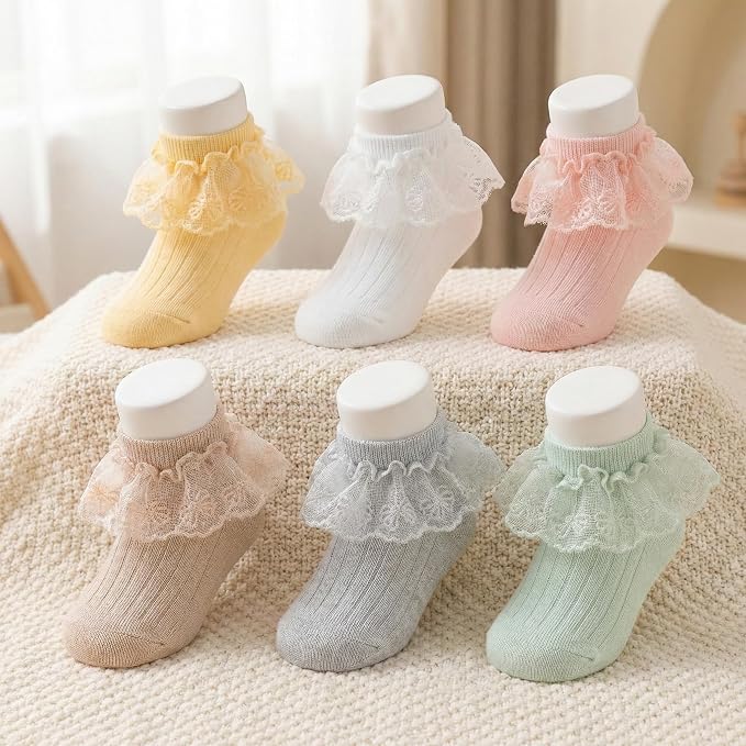 6 Pairs Baby Girls Socks - Image 4