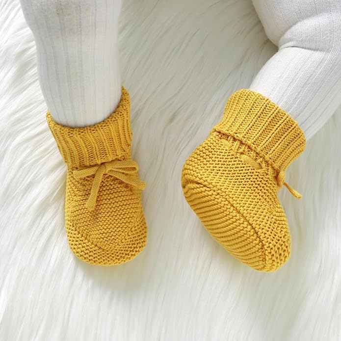 Hadetoto Baby Booties Cotton Newborn Boys Girls Shoes Knit Socks | Cozy Warm - Image 4