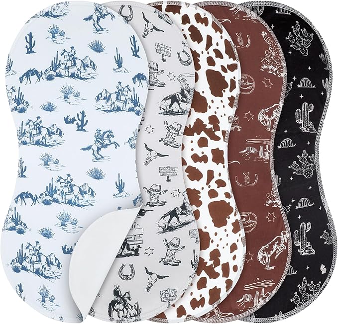 SmoothNovelty 5 Pack Vintage Western Baby Burp Cloths Soft Absorbent Burping by SmoothNovelty