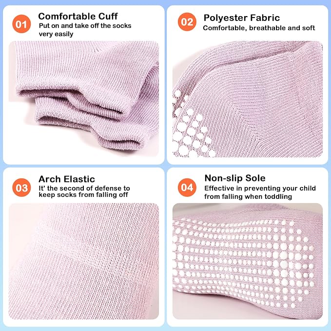 GRPSKCOS Non Slip Toddler Socks 15 Pairs Toddler Grip Anti Skid Low Cut Socks - Image 3