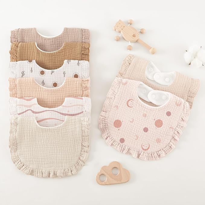 Bearmoss 8 Pack Muslin Baby Bibs - Image 7