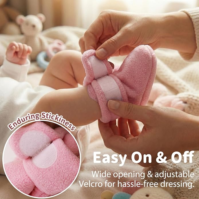 Bufims Baby Fleece Booties Newborn Unisex Booties Non-Slip Newborn Infant First - Image 4