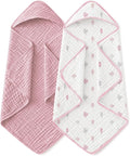 Yoofoss Hooded Baby Bath Towels 2 Pack 100% Muslin Organic Cotton by YOOFOSS