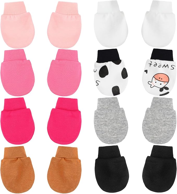 8 Pairs Newborn Infant Toddler Mittens, Elastic Cotton No Scratch Newborn Baby by Unknown