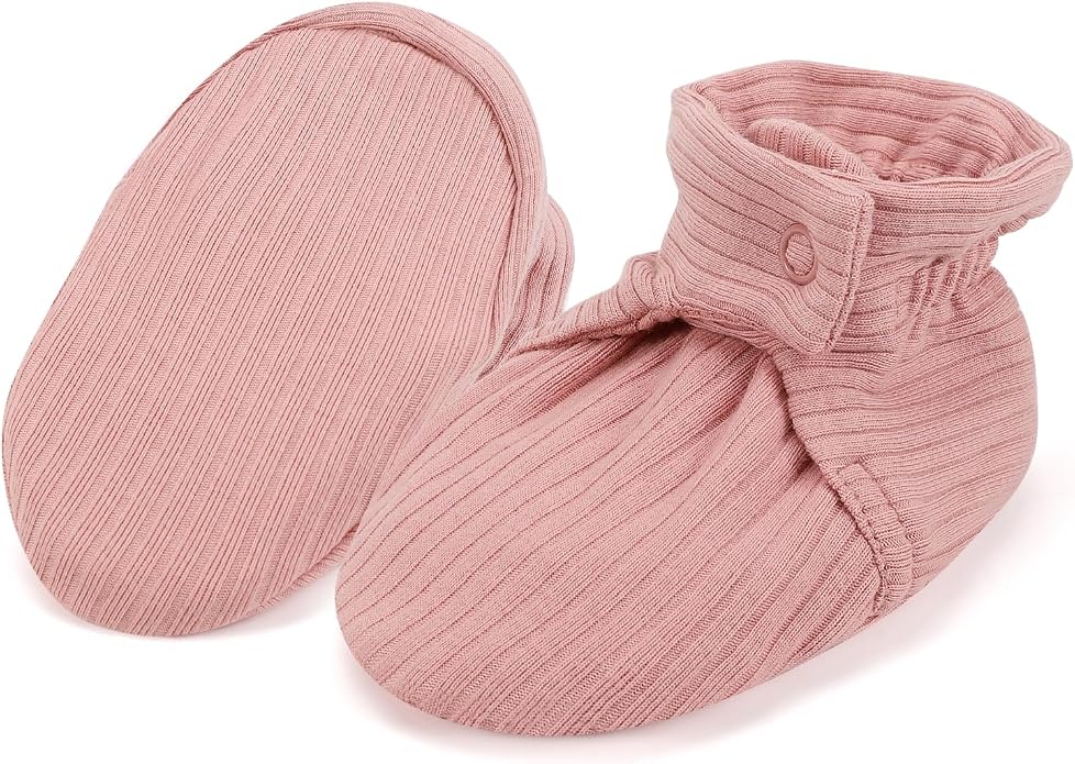 Baby Booties Organic Cotton Infant Bootie Warm Cozy Soft Sock Shoes Adjustable by KARUNEL