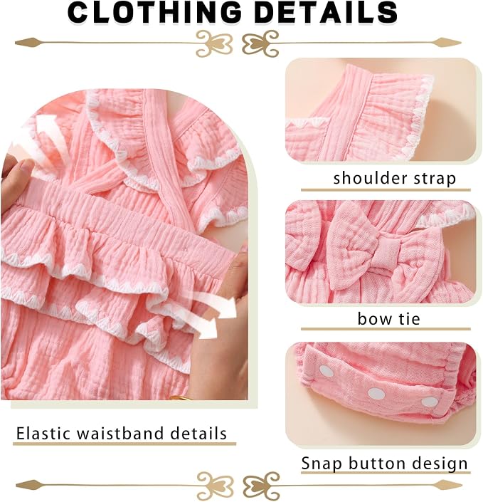 Baby Girl Summer Clothes Infant Girls Romper Dress | Ruffle Sleeve, Cotton Linen - Image 4
