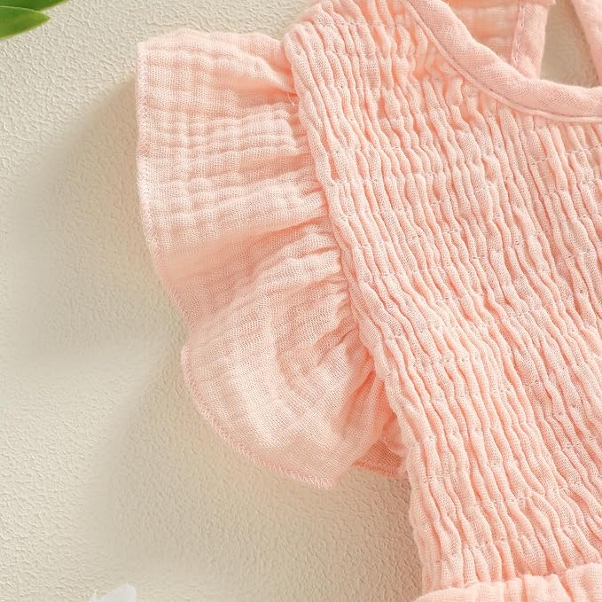 Kavousa Newborn Baby Girl Clothes Summer Bubble Romper Headband Outfit - Image 5