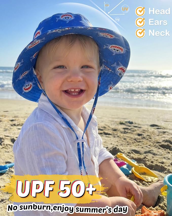 Baby Sun Hat Kids Summer Sun Protection Toddler Bucket Hat Wide Brim Adjustable - Image 4