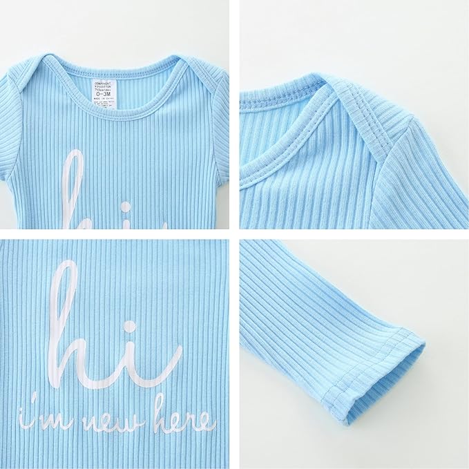 Baby Romper with Baby Mittens & Newborn Hats Footless Long Sleeve - Image 4