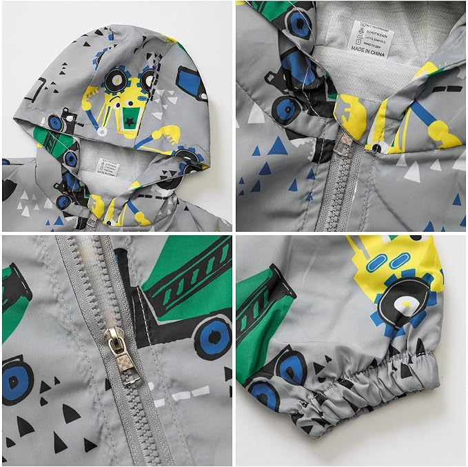 FYMNSI Toddler Baby Boys Girls Hooded Jacket Windbreaker Lightweight Dinosaur - Image 6