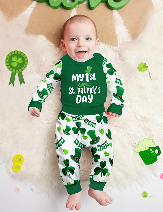 Fommy Newborn Baby Boy Clothes Plaid Letter Print Long Sleeve Hoodies + Long - Image 3
