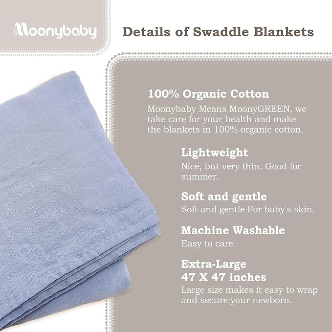 Moonybaby 100% Organic Swaddle Helps to Reduce The Moro Reflex, Certified by - Image 2