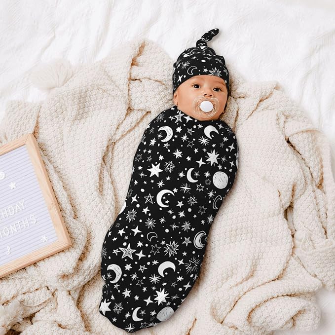 Moon and Star Swaddle Blankets Soft Receiving Blanket Baby Swaddle Wrap - Image 6