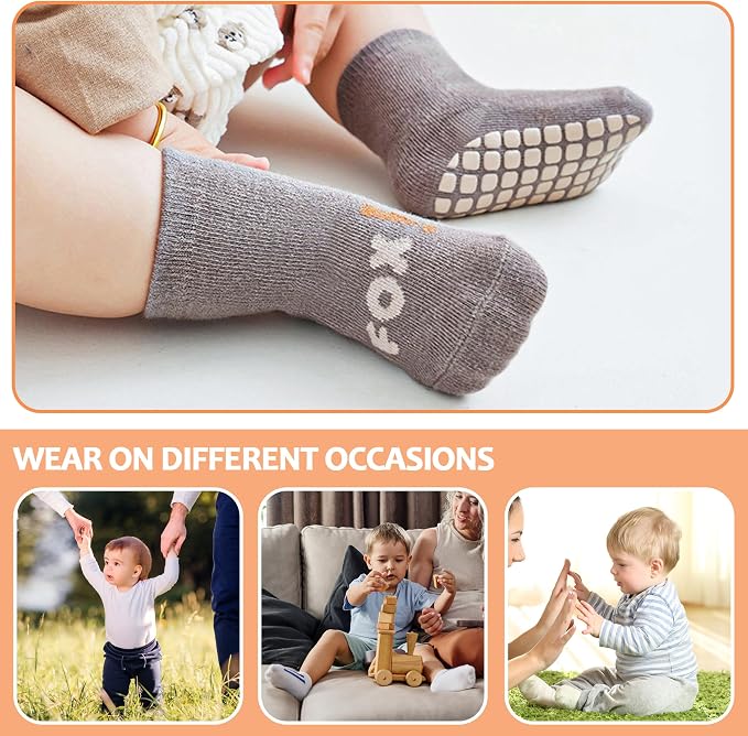 TRUEHAN 5 Pairs Toddler Non Slip Socks - Image 6