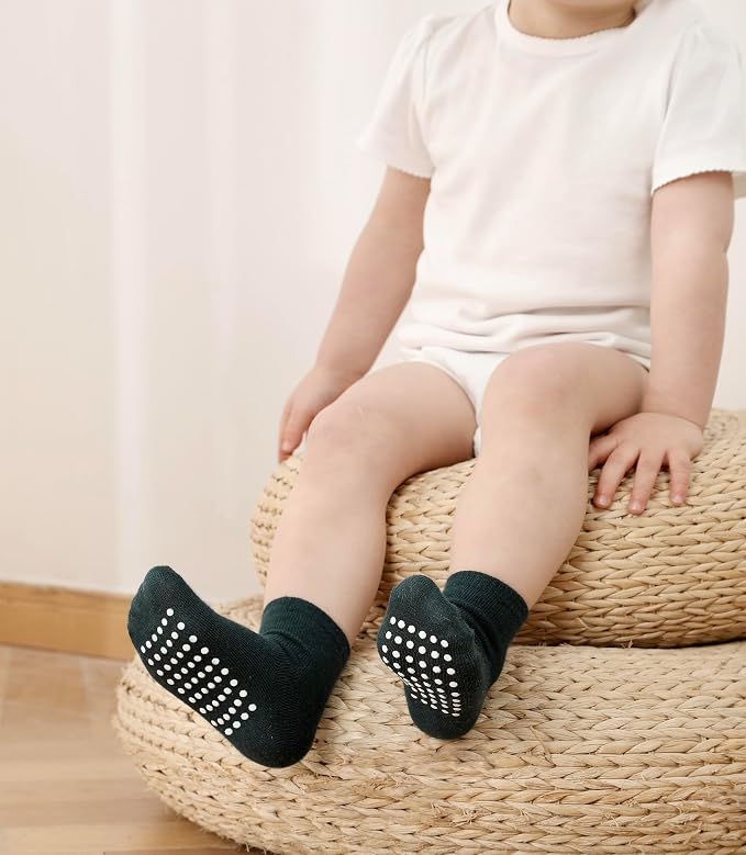 Baby Toddlers Crew Socks with Non-Slip Grip 12 Pack Cotton Stretch Socks | Soft - Image 3