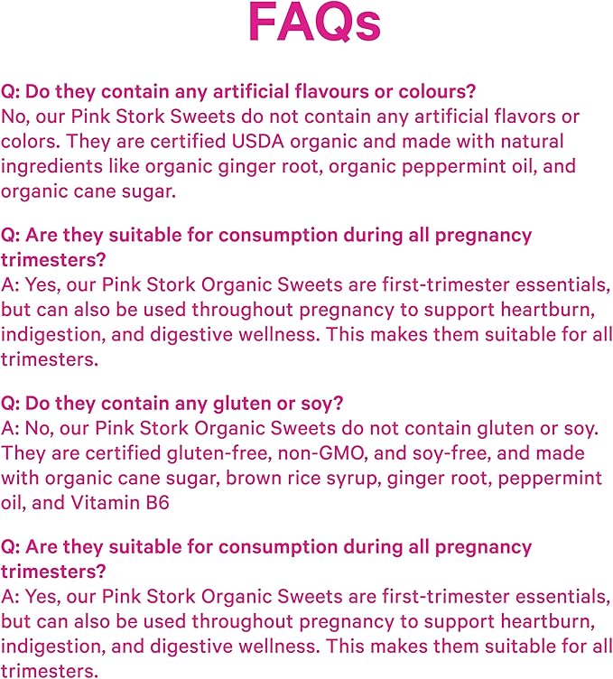 Pink Stork Organic Sweets Bundle for Morning Sickness and Motion Sickness Support, Added Vitamin B6, 1st Trimester Pregnancy Must Haves - 60 Wrapped Candies