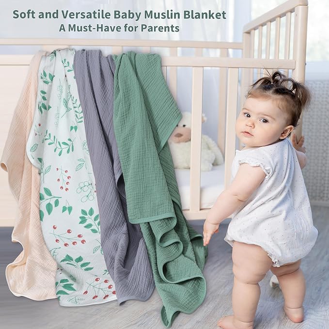 Muslin Swaddle Blankets for Newborn, 2 Pack Breathable Soft Receiving Blanket - Image 2