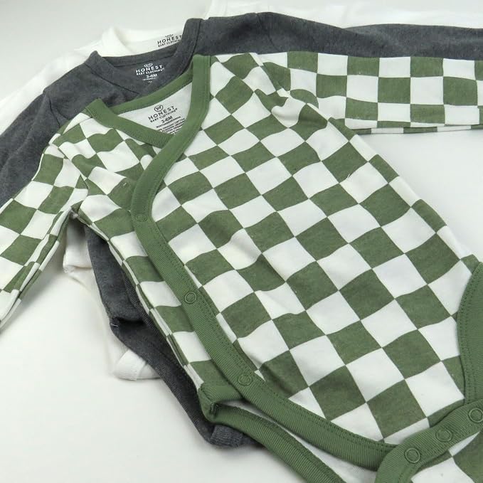 HonestBaby Baby 3-pack Long Sleeve Side-snap Kimono Bodysuits Organic Cotton - Image 3