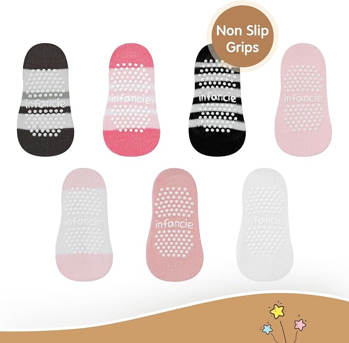 GOTS Organic Cotton Blend 7 Baby Socks 0-6 Months Animal Design Non Slip - Image 7