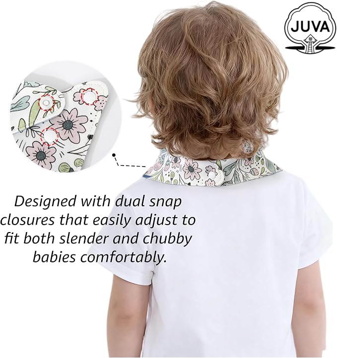 JUVA Baby Bandana Drool Bibs 6pk, Organic Cotton, Absorbent & Reversible | 100% - Image 5