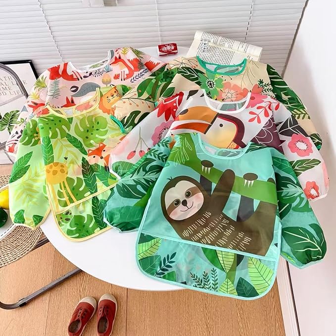 PandaEar 5 Pack Baby Long Sleeve Bibs| Waterproof Full Sleeve Bib - Image 4