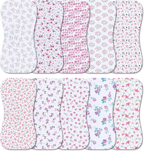 10-Pack Burp Cloths for Baby Boys and Girls by Benoxine