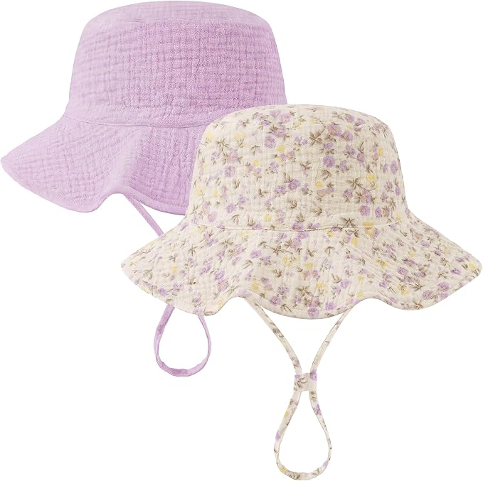 Muslin Baby Sun Hat Sun Protection Baby Toddler Bucket Hats by HONGTEYA