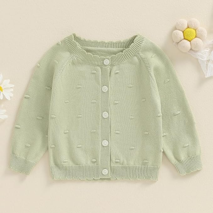 Baby Girl Cardigan Long Sleeve Button Up Sweater Toddler Girl Fall Outfits - Image 2