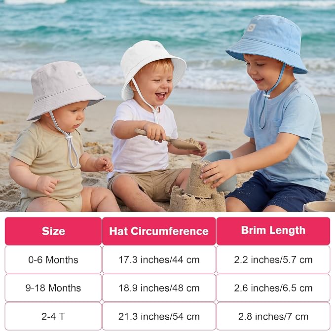 Cooraby 5 Pack Baby Sun Hat Adjustable Smile Bucket Hat Sun Protective Cap - Image 4