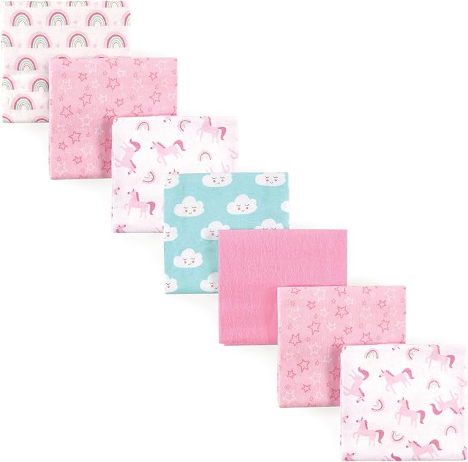 Luvable Friends Unisex Baby Cotton Flannel Receiving Blankets, Rainbow 7-Pack - Image 2
