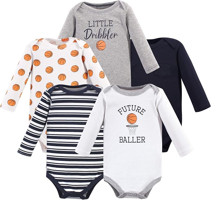 Hudson Baby baby-boys Cotton Long-sleeve Bodysuits 5-pack by HudsonBaby