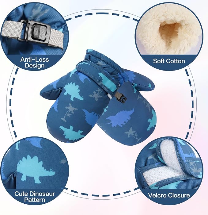 Toddler Mittens Lined Fleece Snow Gloves - Image 2