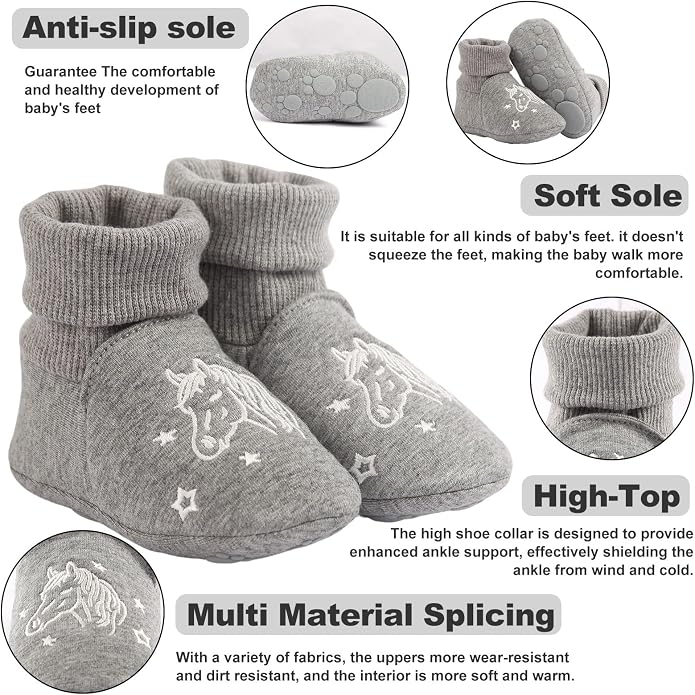 Newborn Infant Baby Cotton Booties Non-Slip Sole - Image 5