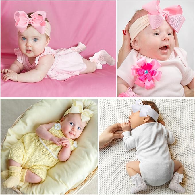 JATEBI Baby Big Bow Headband Knee High Socks Set - Image 4