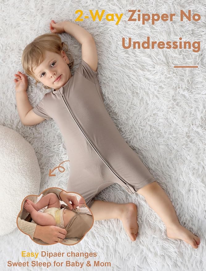 JunNeng Short Sleeve Romper, Rayon from Bamboo Baby Boy Sleeper Jumpsuit - Image 4