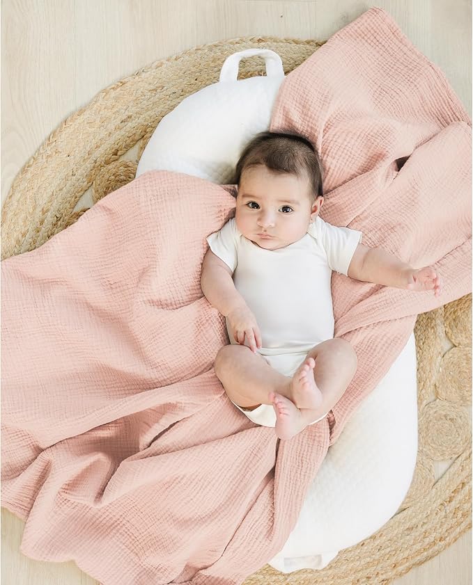 Konssy 3-Pack Muslin Baby Swaddle Blankets, 47 x 47 in Receiving Blankets | - Image 3