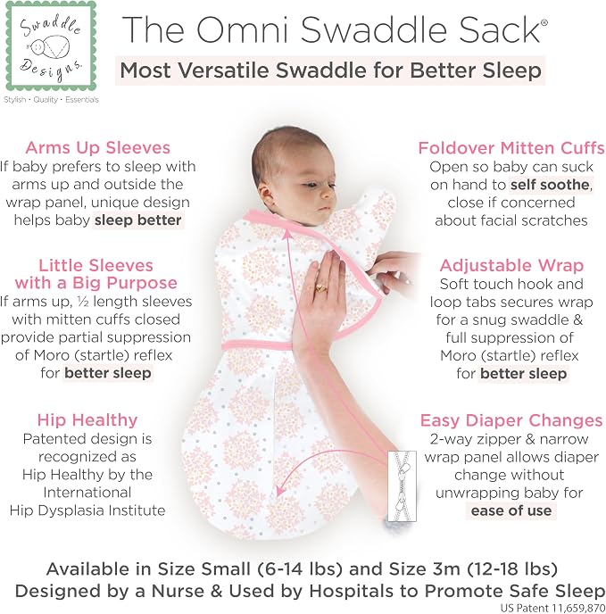 SwaddleDesigns 6-Way Omni Swaddle Sack, Arms Up Swaddle - Image 2