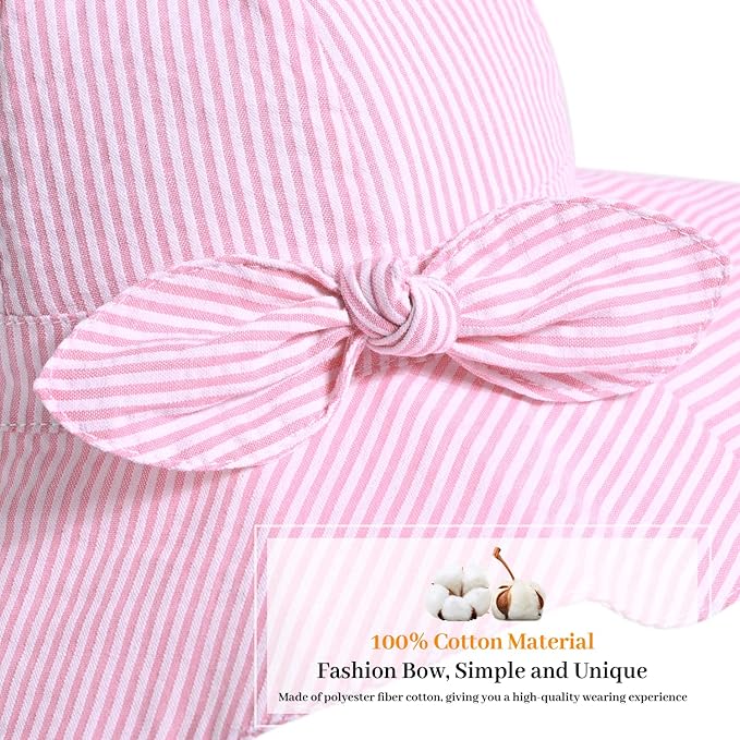 Baby Girl Sun Hat with UPF 50+ Outdoor Adjustable Beach Hat with Wide Brim Bucket Hats