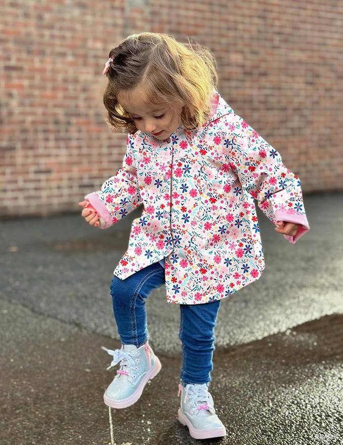 Arshiner Toddler Girls Waterproof Hooded Coat Jacket Outwear Raincoat - Image 3