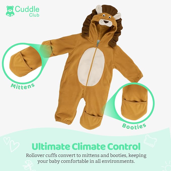 Cuddle Club Fleece Baby Bunting Bodysuit Hoodie, Newborn - Image 3