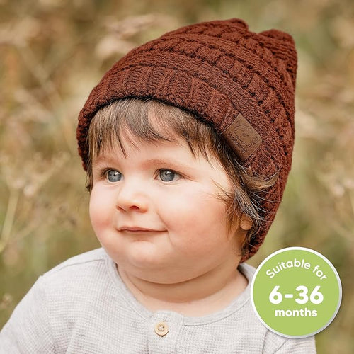 3-Pack Baby Beanies for Boys, Girls - Stretchy Knit Baby Hats, Cute Newborn & Toddler Winter Hat, Soft & Warm Infant Beanie 6-36 Months (Gust, M)