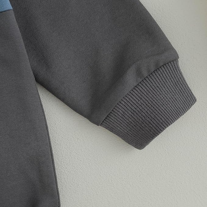 Toddler Baby Boy Fall Clothes Waffle Contrast Color Sweatshirt Pants Sets Infant Winter Outfits 6 12 18 24 Months