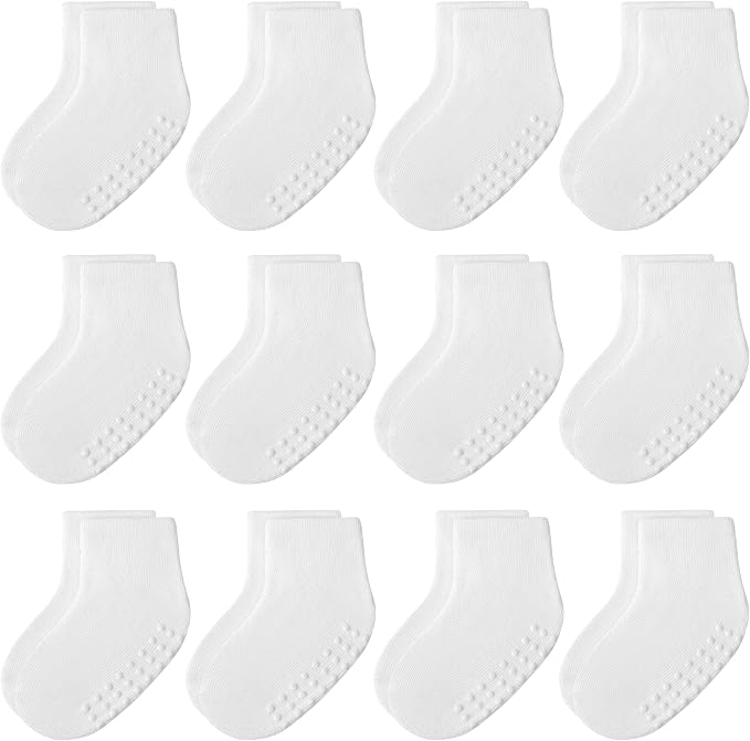Baby Non-Slip Ankle Socks 12 Pack Soft Cotton by JAKIDAR