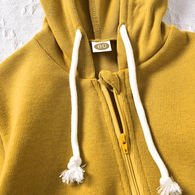 Unutiylo Unisex Baby Boys Girls Long Sleeve Infant Baby Zipper Hooded Jumpsuits - Image 6