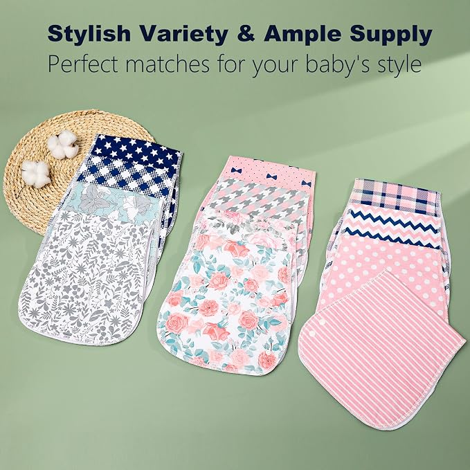 Baby Burp Cloths & Baby Bibs 2-in-1 Design Large Size 3 Layers Thicken Cotton - Image 6