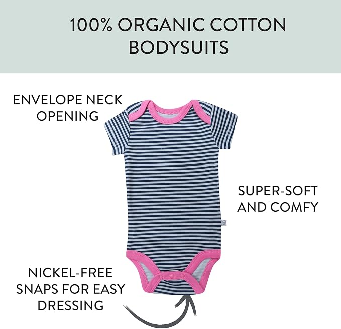 HonestBaby baby-girls 5-pack Short Sleeve Bodysuits One-piece 100% Organic - Image 2