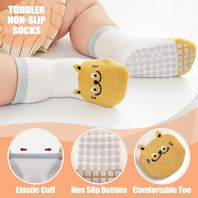 TRUEHAN 5 Pairs Toddler Non Slip Socks - Image 3