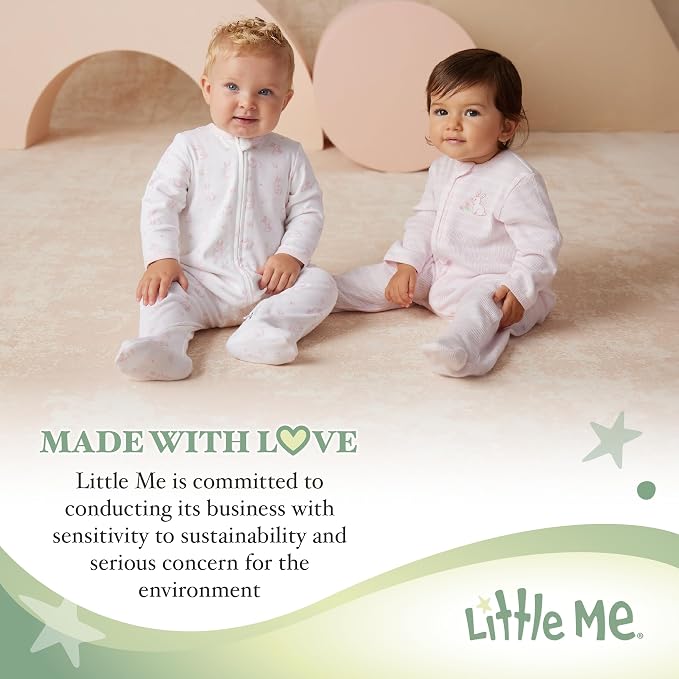 Little Me Clothes Baby Gender Neutral 2-Pc Nightgown and Cap Set 100% Cotton - Image 6