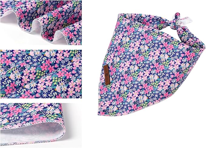 Lionet Paws Spring Summer Dog Bandana Washable Cotton Blue Handkerchief Scarf - Image 3